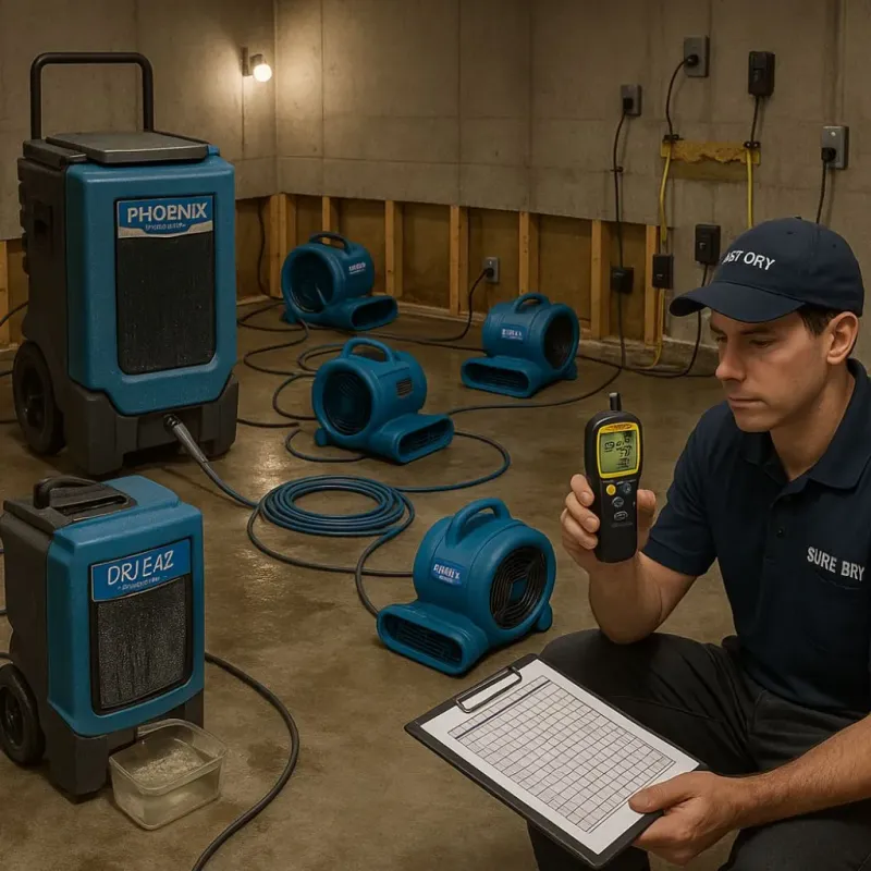 Structural Drying and Dehumidification process in Lunenburg, MA